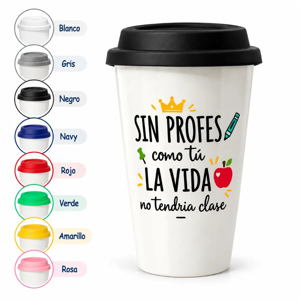 Vaso de Ceramica con tapa de Silicon 8 OZ