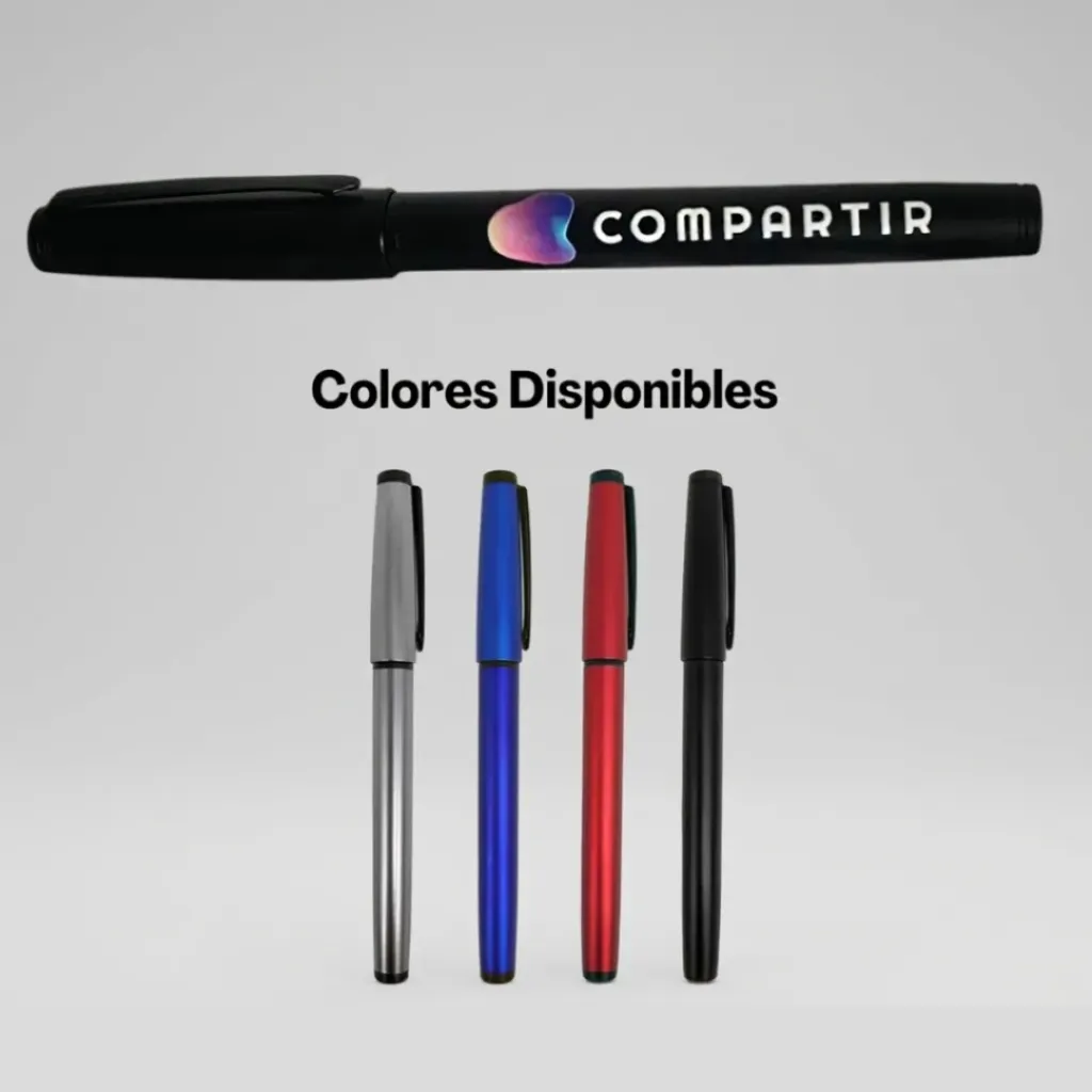 Bolígrafo / Pluma con Cuerpo Metalizado, con Tapa Material: Plástico  Tinta: Gel color Negro